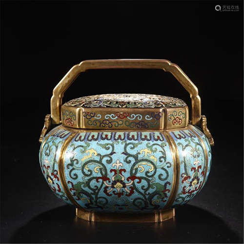 CHINESE CLOISONNE FLOWER HAND WARMER