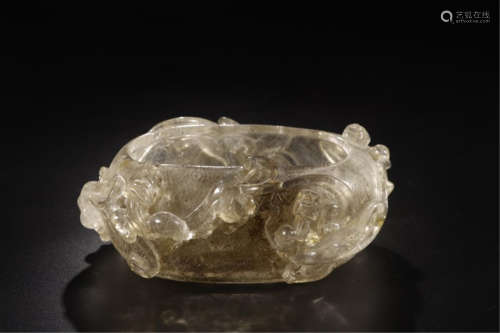 CHINESE ROCK CRYSTAL DRAGON BRUSH WASHER