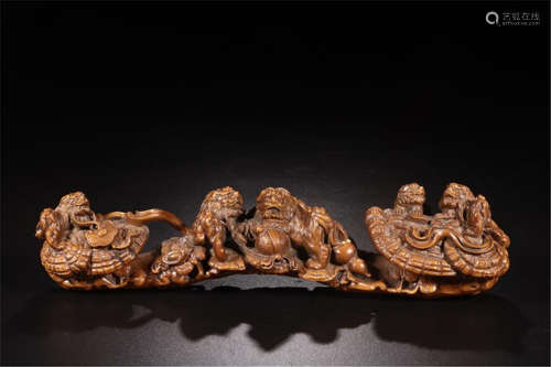 CHINESE BOXWOOD BEASTS RUYI SCEPTER SCEPTER