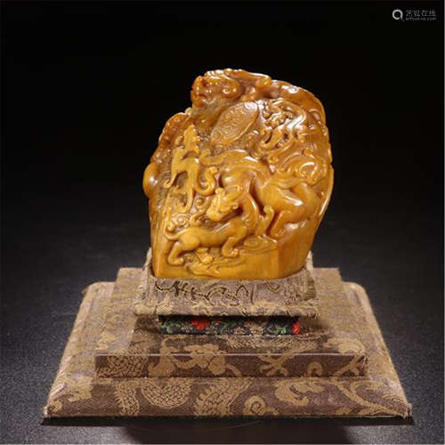 CHINESE TIANHUANG STONE DRAGON SEAL