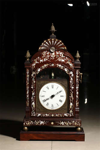 EURPEAN MOTHER OF PEARL INLAID ROSEWOOD CLOCK