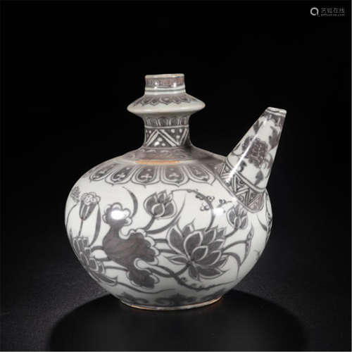 CHINESE PORCELAIN RED UNDER GLAZE KETTLE