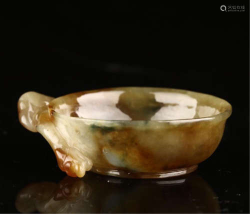 CHINESE YELLOW JADEITE LINGCHI BOWL