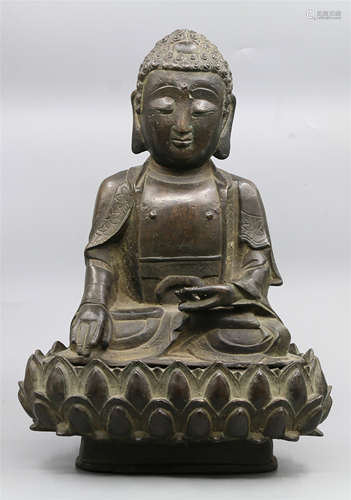 CHINESE BRONZE SEATED SAYKAMUNI