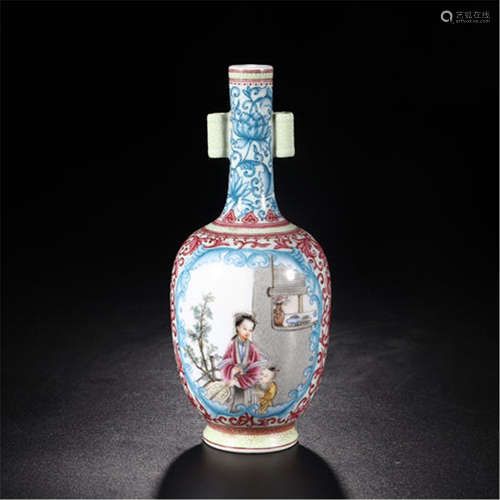 CHINESE PORCELAIN FAMILLE ROSE BEAUTY VASE