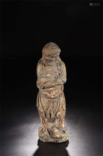 CHINESE WOOD CARVED STANDING FIGURE