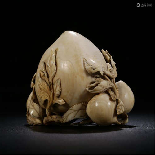 CHINESE BONE CARVED PEACH TABLE ITEM