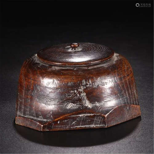 CHINESE ROSEWOOD HONGMU LIDDED JAR