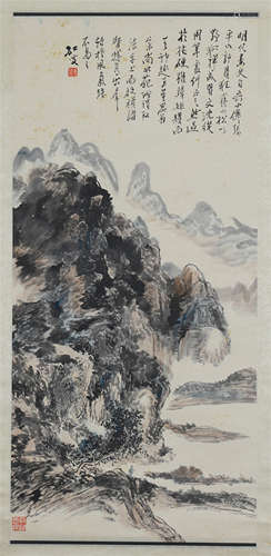 CHINESE SCROLL PAINTING OF MOUNTAIN VIEWS