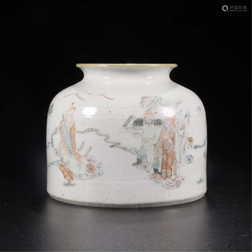 CHINEES PORCELAIN FAMILLE ROSE FIGURES WATER JAR