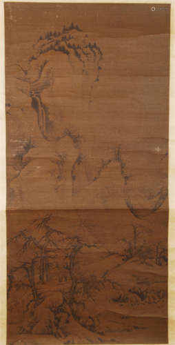 CHINESE ANCIENT SCROLL PAINTING OF MOUNTAIN VIEWS