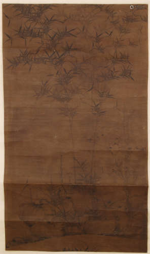 CHINESE ANCIENT SCROLL PAINTING OF BAMBOO