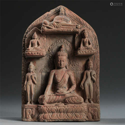 CHINESE LIMB STONE CARVED SEATED BUDDHA NICHE