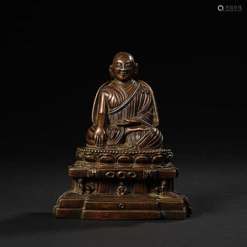 TIBETAN BRONZE SEATED GURU