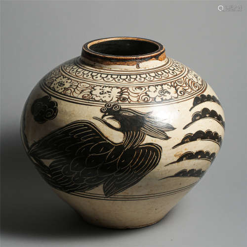 CHINESE PORCELAIN CIZHOU WARE BLACK PAINTED MEIPING VASE SONG DYNASTY