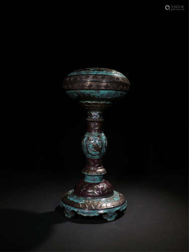 CHINESE PORCELAIN FAHUA GLAZE INCENSE CAGE