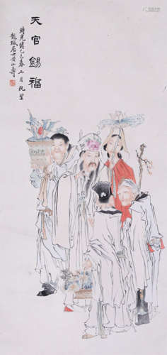 CHINESE SCROLL PAINTING OF FIGURES