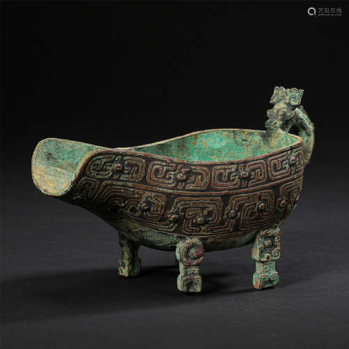 CHINESE ANCIENT BRONZE JUE CUP WARRING PERIOD