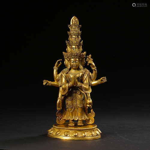 CHINESE GILT BRONZE SEATED BUDDHA