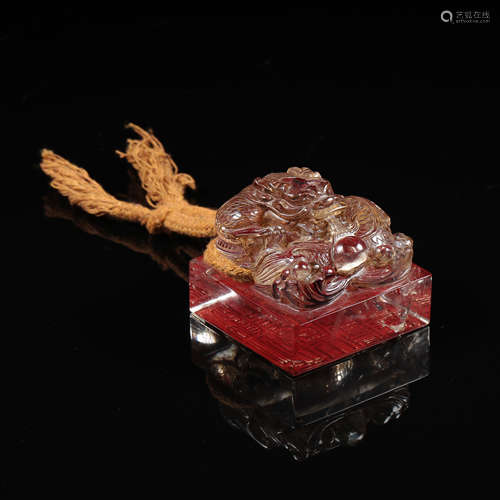 CHINESE ROCK CRYSTAL DRAGON SEAL