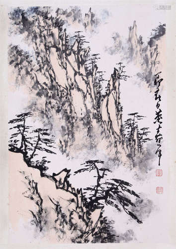 CHINESE SCROLL PAINTING OF MOUNTAIN VIEWS