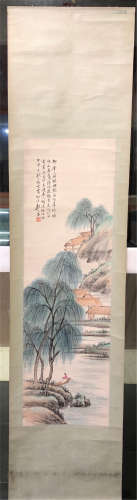 CHINESE SCROLL PAINTING OF RIVER VIEWS