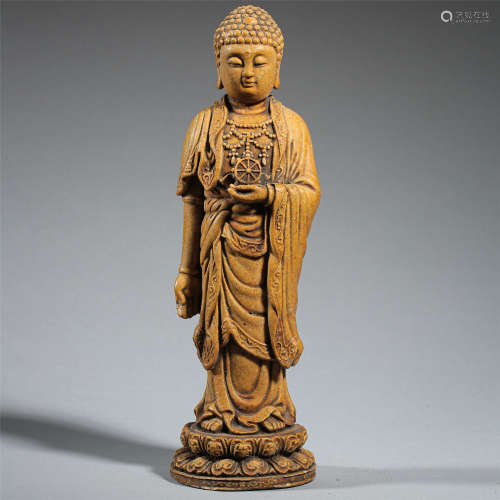 CHINESE YIXING ZISHA CLAY STANDING BUDDHA