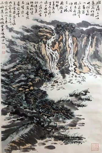 CHINESE SCROLL PAINTING OF MOUNTAIN VIEWS