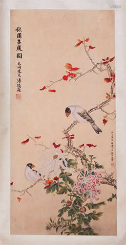 CHINESE SCROLL PAINTING OF BIRD AND FLOWER