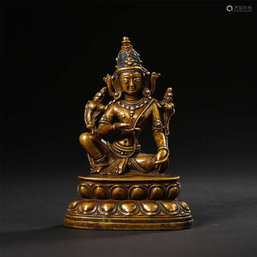 TIBETAN GILT BRONZE SEATED BUDDHA