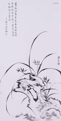 CHINESE SCROLL PAINTING OF ORCHID