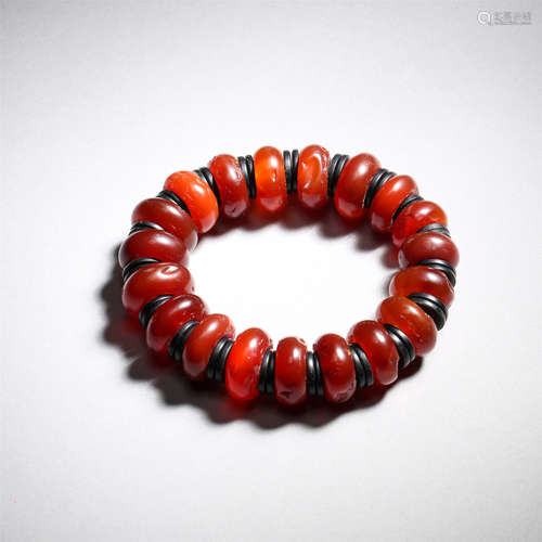 CHINEES RED AGATE BEAD BRACELET HONGSHAN PERIOD