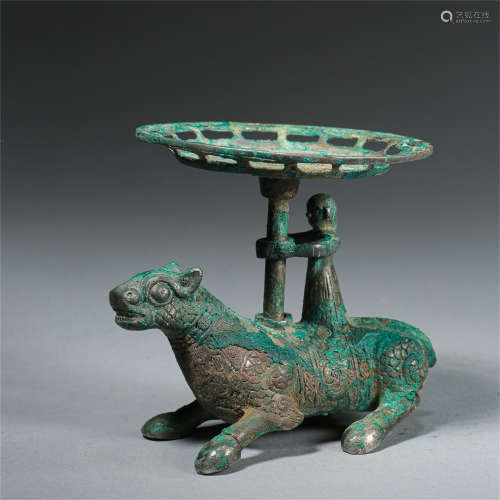 CHINESE ANCIENT BRONZE LAMP WARRING PERIOD