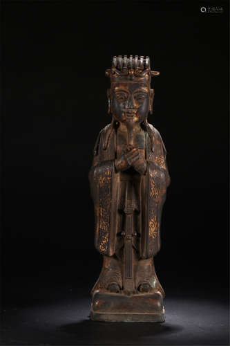 CHINESE GILT BRONZE STANDING OFFICIAL