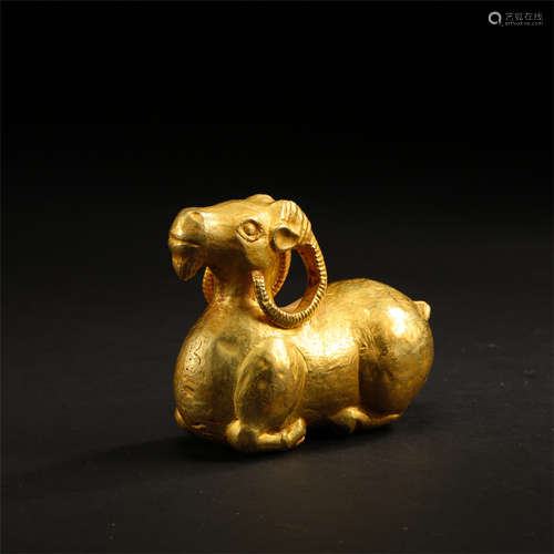 WESTER ASIAN PURE GOLD COUCHING RAM 9TH CENTURY