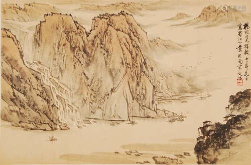 CHINESE SCROLL PAINTING OF MOUNTAIN VIEWS