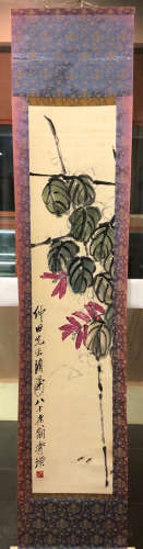 CHINESE SCROLL PAINTING OF INSECT AND FLOWER