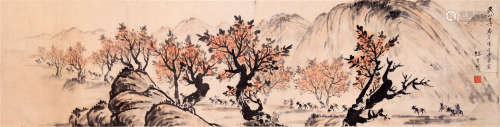 CHINESE HARIZONTAL SCROLL PAINTING OF MOUNTAIN VIEWS