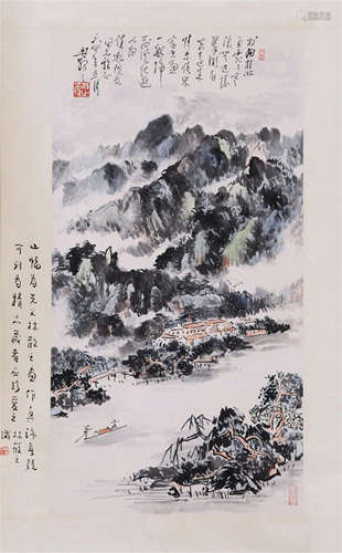 CHINESE SCROLL PAINTING OF MOUNTAIN VIEWS