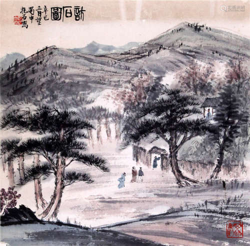 CHINESE SCROLL PAINTING OF MOUNTAIN VIEWS