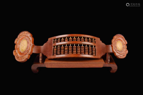 [Chinese] A Hardwood  Carved Ruyi Shaped Abacus Ornament