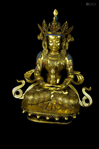 Bronze Gilt Gold Amitabha Statue