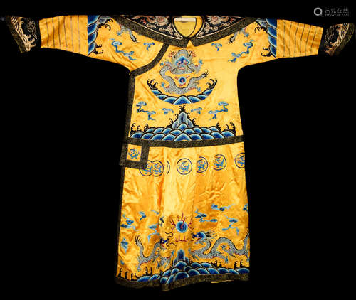 A Chinese Silk Qing Dynasty Style Emperor Robe