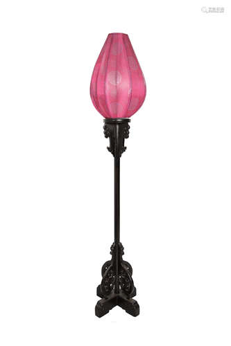 A Rosewood Chinese Style Floor Lamp