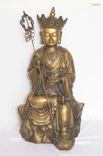 [Chinese] An Old Bronze Ksitigarbha Statue