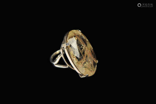 An Oval Cut  Rutile Quartz Ring