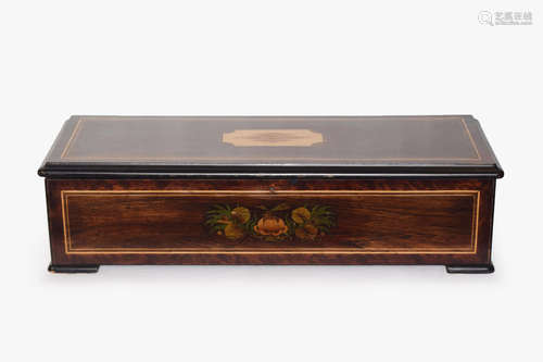 A British Wood Cylinder Music Box with Inlay