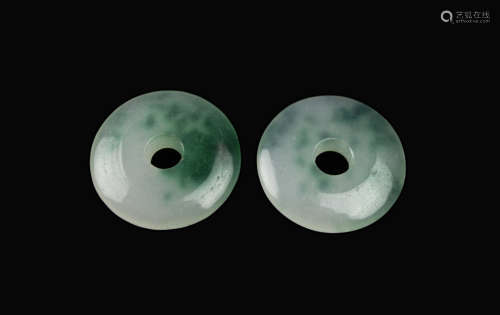 A Pair of Jadeite Disc Pendants