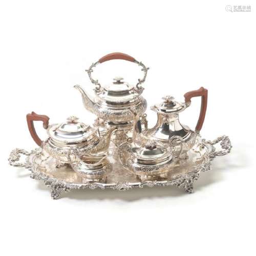 English Silver Plated Six Piece Tea & Coffee Service