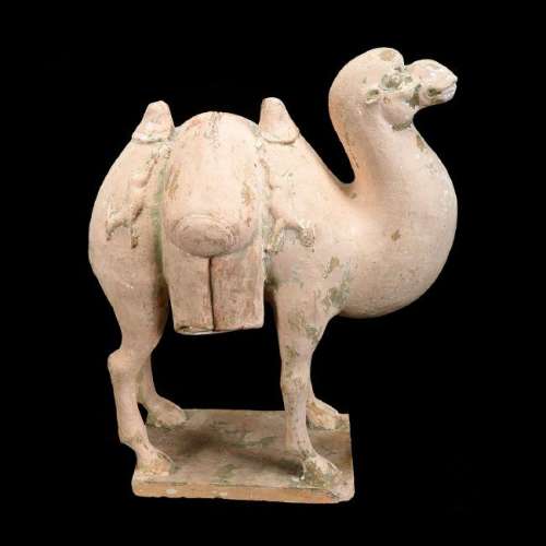Chinese Unglazed Pottery Bactrian Camel